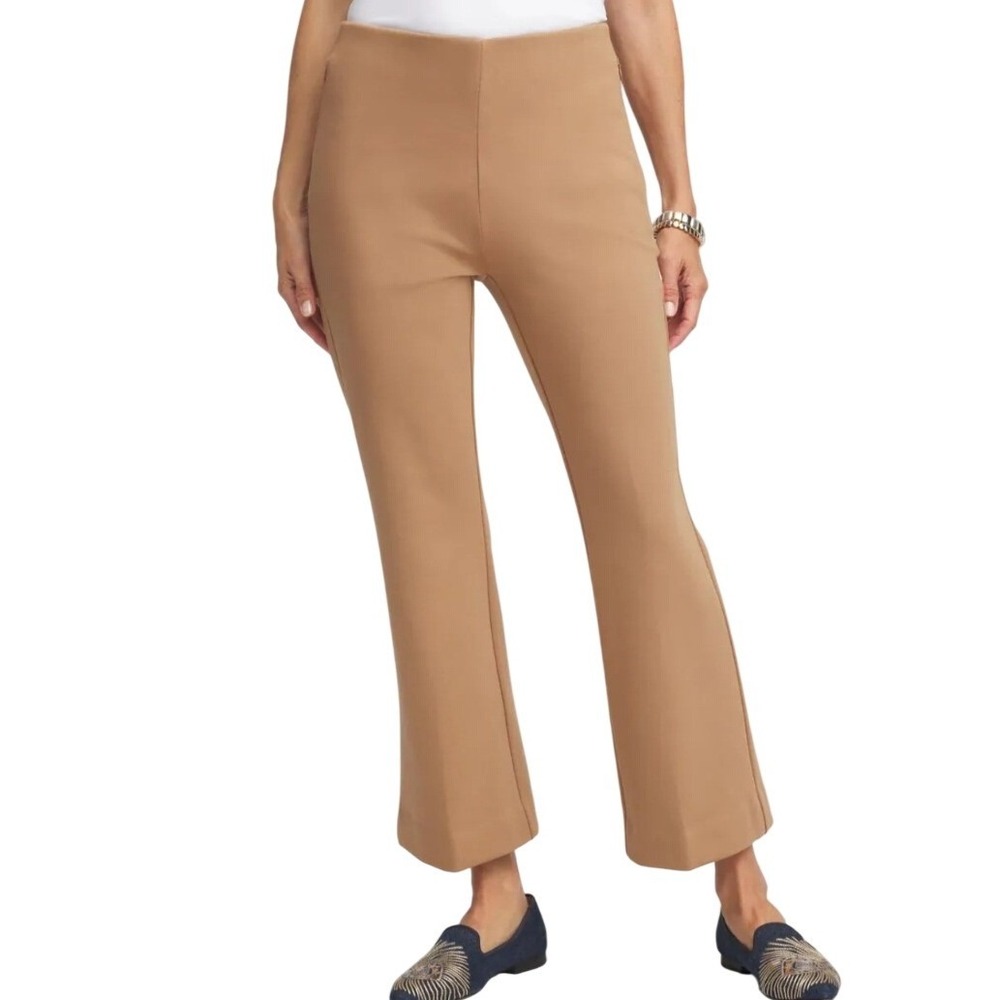 Chicos Juliet Kick Flare So Slimming Pants Tan Size 2.5 US 14 Cropped Flare NWT